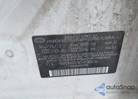 2014 Hyundai Elantra Se z USA, uszkodzony, nr VIN 5NPDH4AE9EH456939